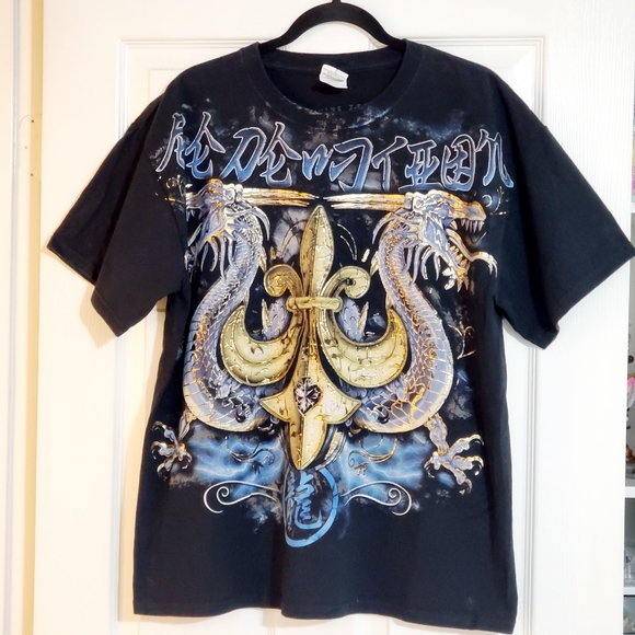 Gildan Other - Genuine Tee Dragon fleur de lis gold accents size Large t-shirt
